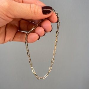 New. 18 karat rhodium, filled paperclip, anklet, length 8in with 2in extender.